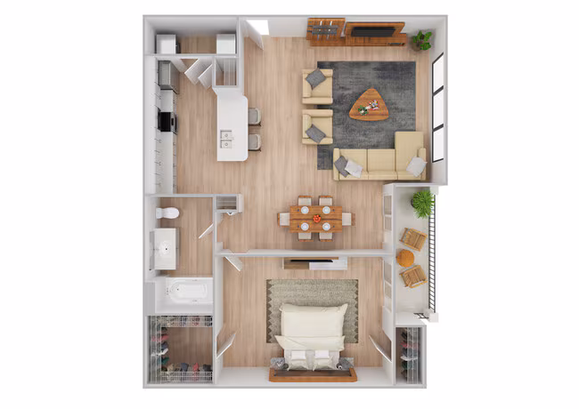1 Bed • 1 Bath 1017 floor plan